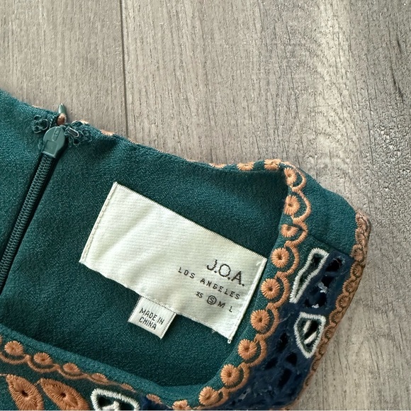 Revolve JOA Lacey Hunter Green Embroidered Sheath Dress - Picture 5 of 7